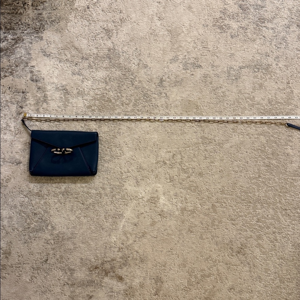 Valentino Garavani Navy Blue Clutch with Gold Chain - Picture 8 of 10